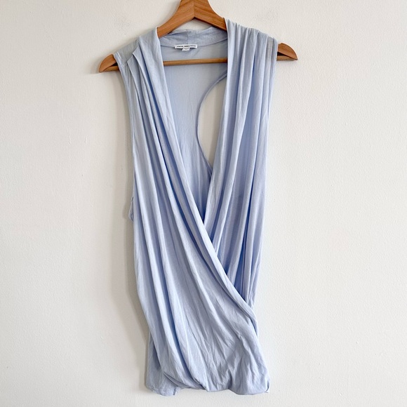 Standard James Perse Drape Front tissue powder dusty blue tank size XL - Picture 2 of 6
